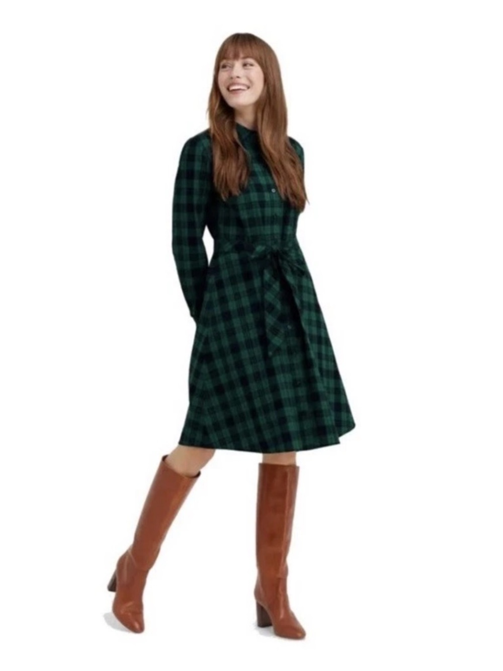 Draper James Carly Shirtdress Blackwatch Plaid Button Up Belted Midi 18